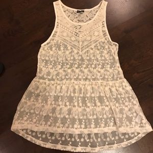 NWT Express Cream Lace Net Hi-Low Tank Dress